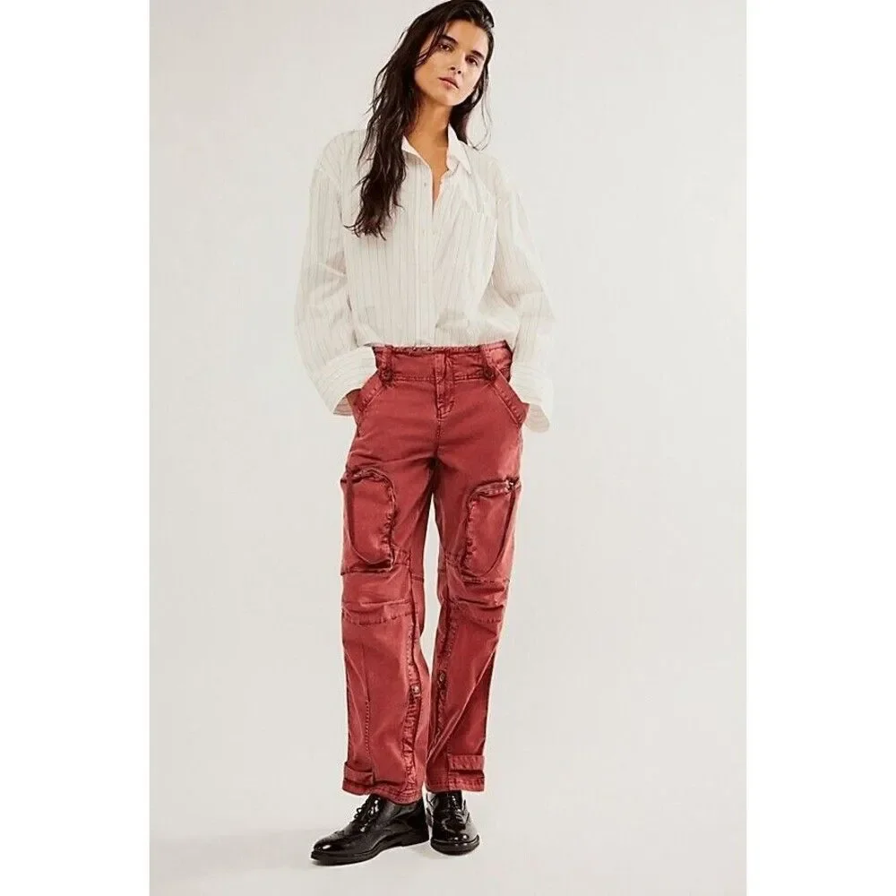 Free People Can't Compare Slouch Pants Cargo Zipper Pockets Jasper M Imperfect